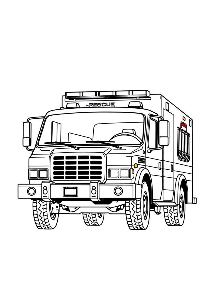 Desenho de Caminhão de Emergência para Colorir