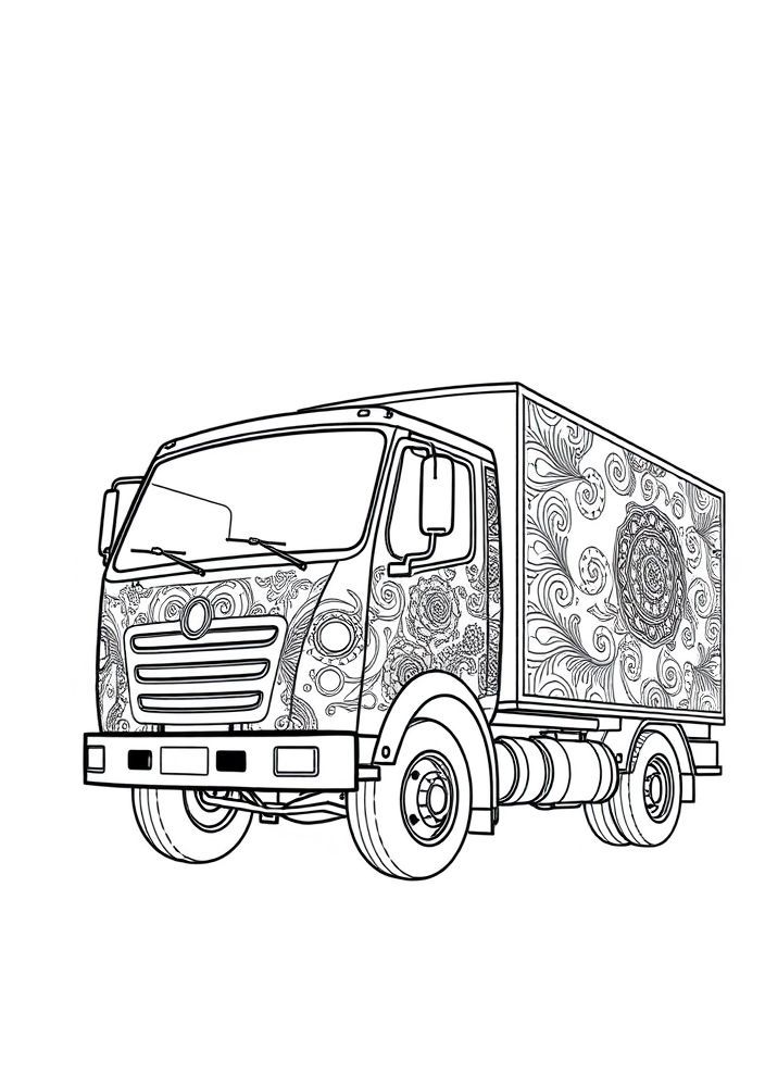 Desenho de Caminhão de Entrega para Colorir