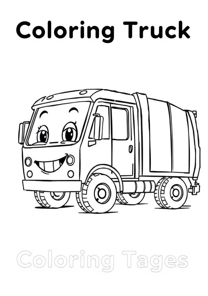 Desenho de Caminhão de Lixo para Colorir