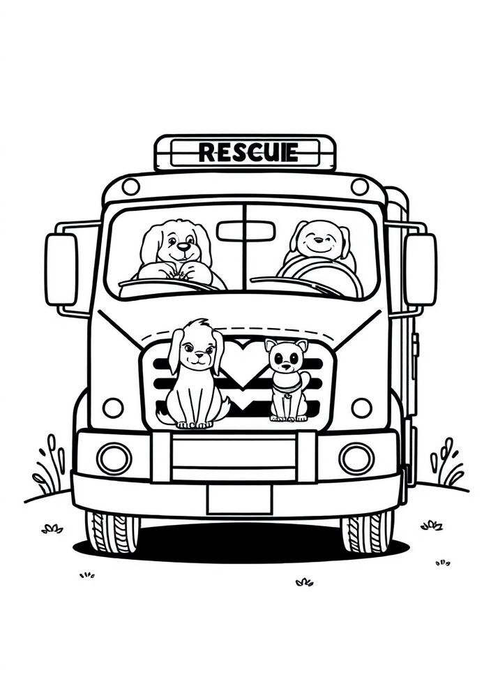 Desenho de Caminhão de Resgate Animal para colorir