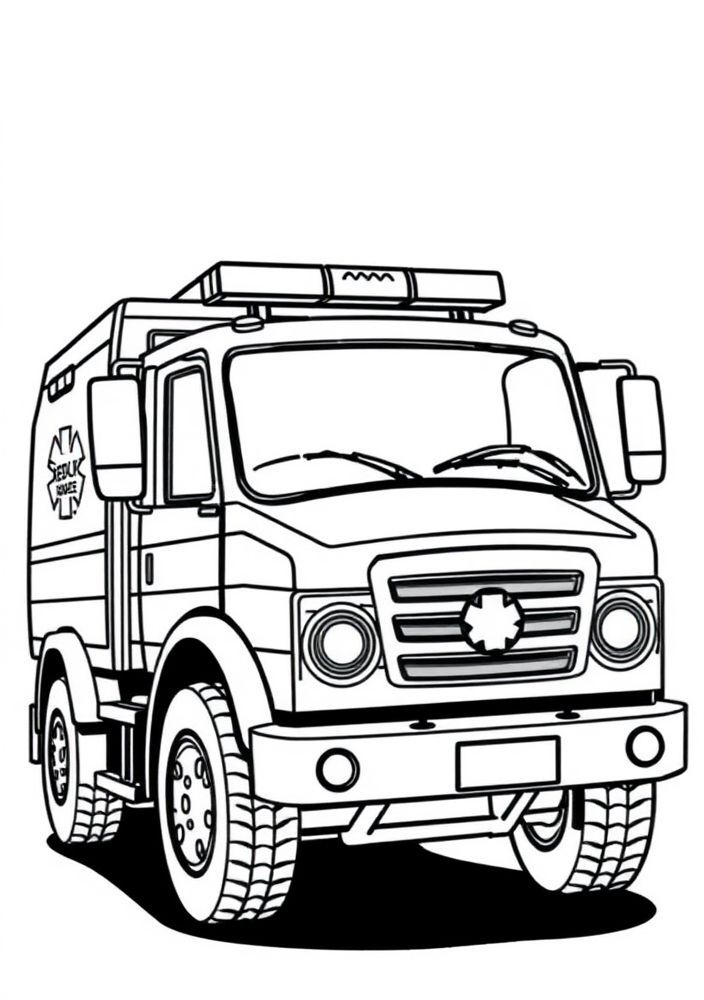 Desenho de Caminhão de Resgate para colorir