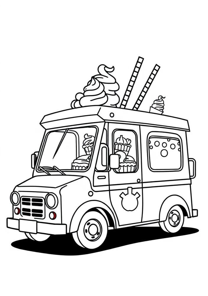 Desenho de Caminhão de Sorvete para colorir