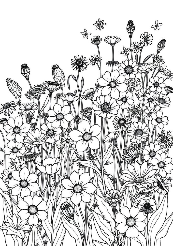 Desenho de Campo Florido para colorir