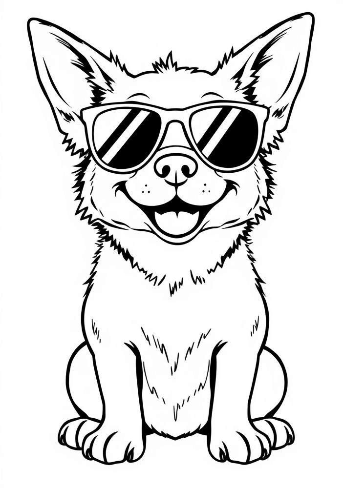 Desenho de Cão com Óculos para Colorir