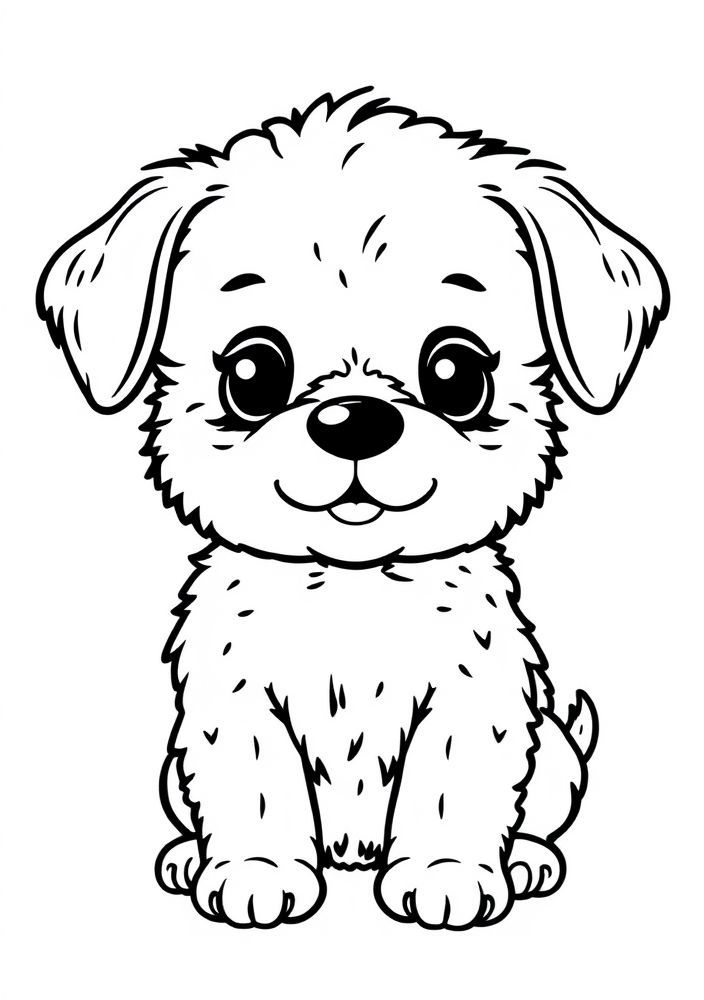 Desenho de Cãozinho Kawaii para colorir