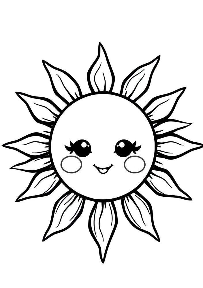 Desenho de Carinha de Sol Kawaii para colorir