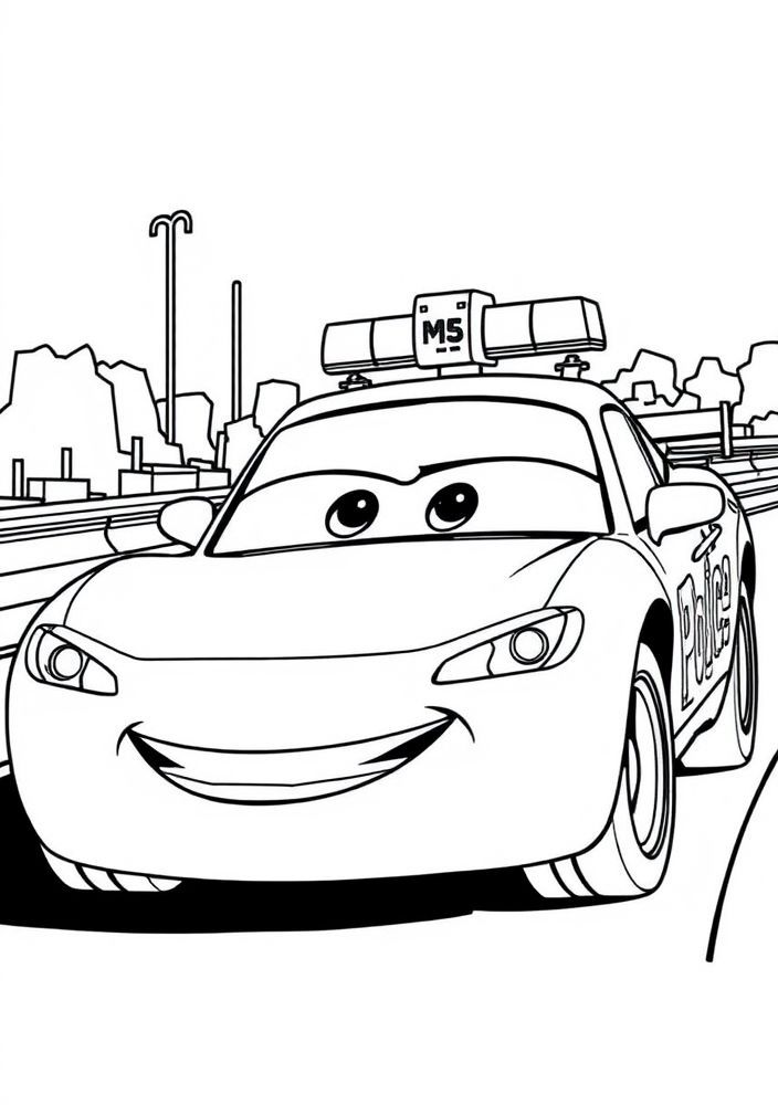 Desenho de Carro de Polícia de 'Carros' para colorir