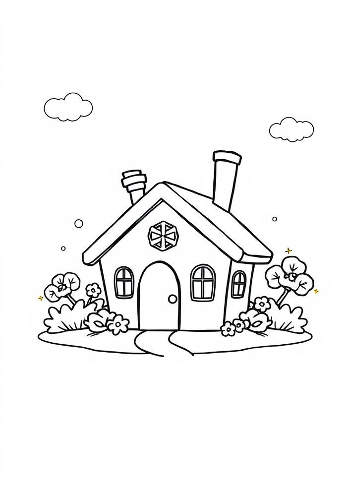Desenho de Casa Kawaii para colorir