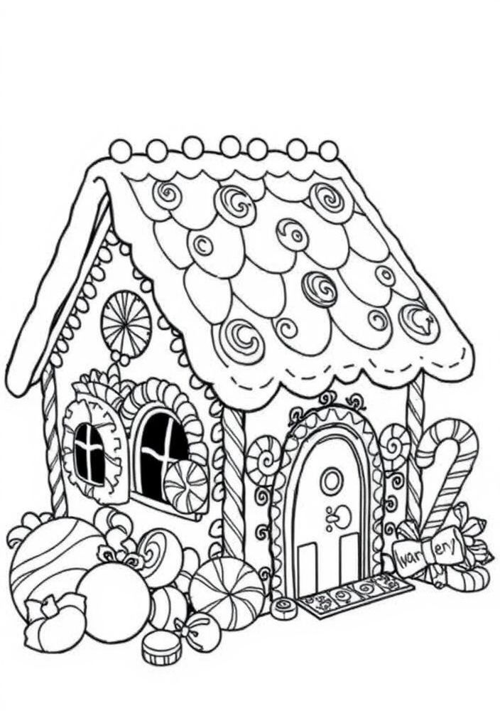 Desenho de Casinha de Natal para Colorir