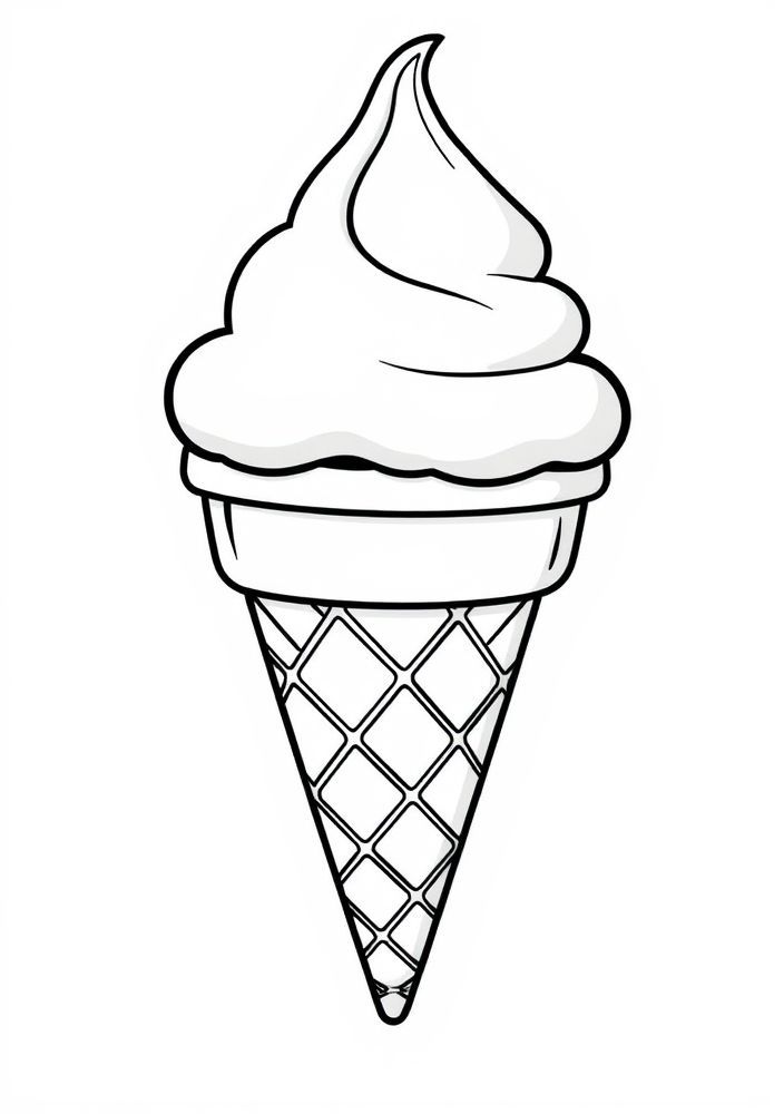 Desenho de Casquinha de Sorvete com uma bola para colorir