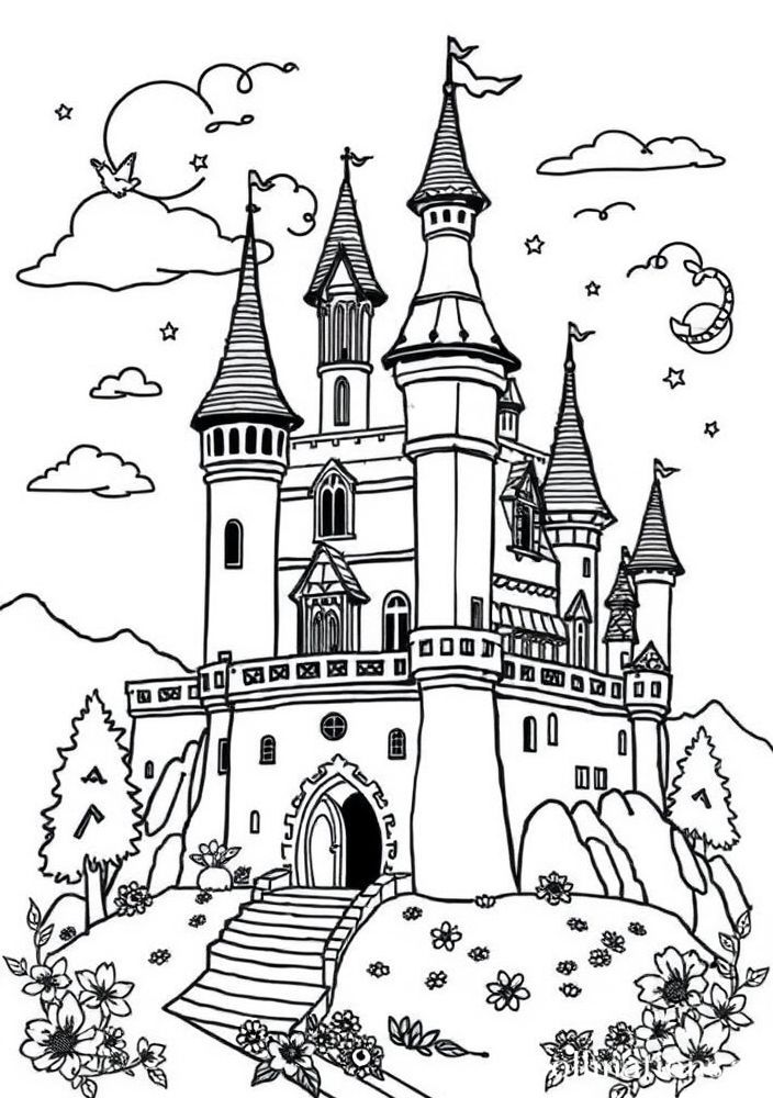 Desenho de Castelo para colorir