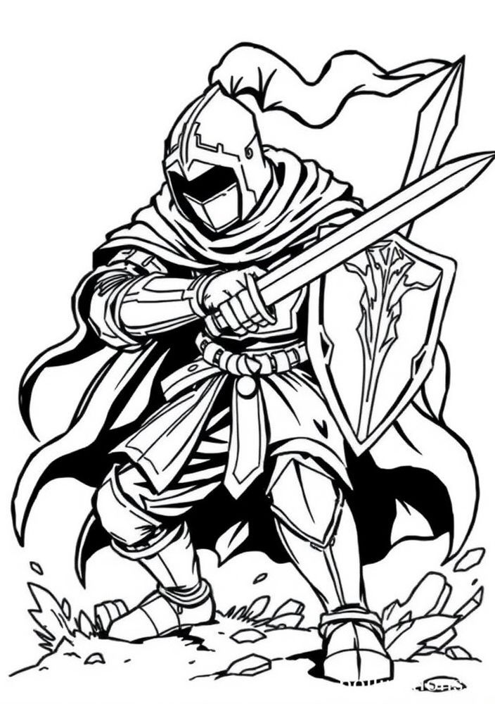 Desenho de Cavaleiro em Ação para colorir