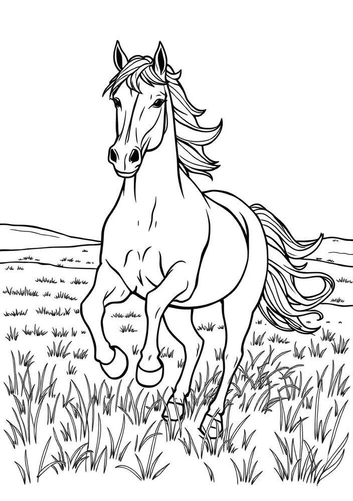 Desenho de Cavalo Galopando para Colorir