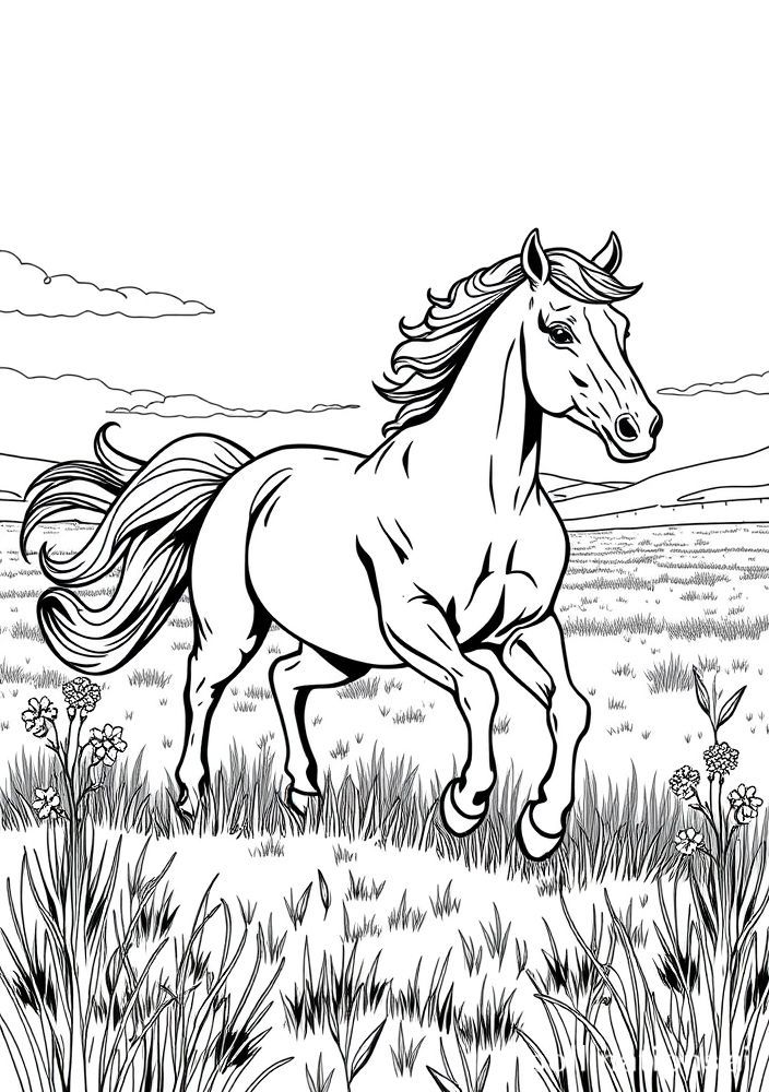Desenho de Cavalo Galopante para Colorir