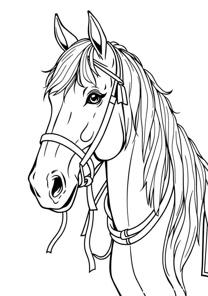 Desenho de Cavalo com Fitas Coloridas para Colorir