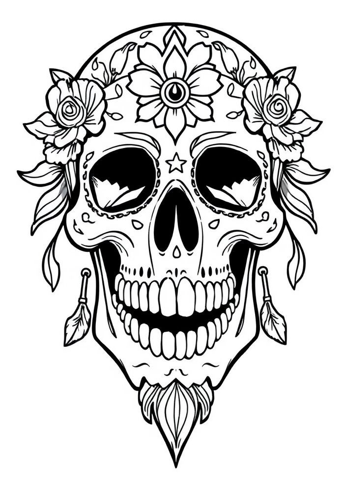 Desenho de Caveira decorativa para colorir