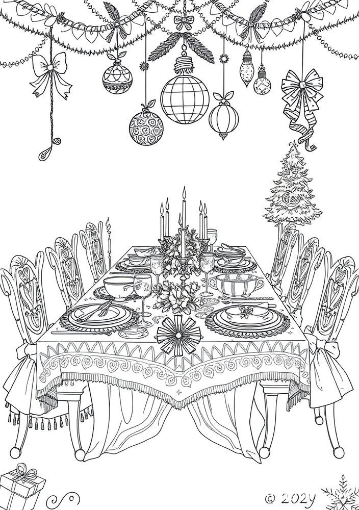Desenho de Ceia de Natal para Colorir