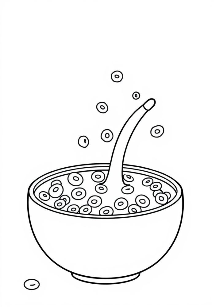Desenho de Cereal Matinal com Leite para Colorir