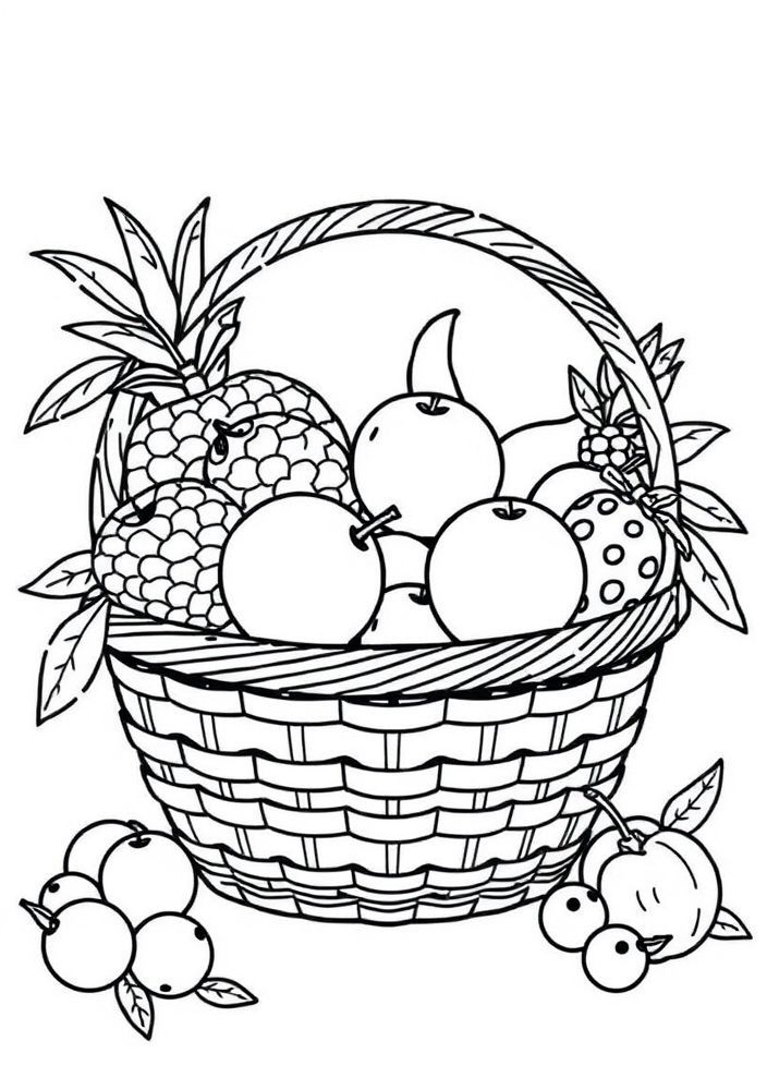 Desenho de Cesta de Frutas para colorir