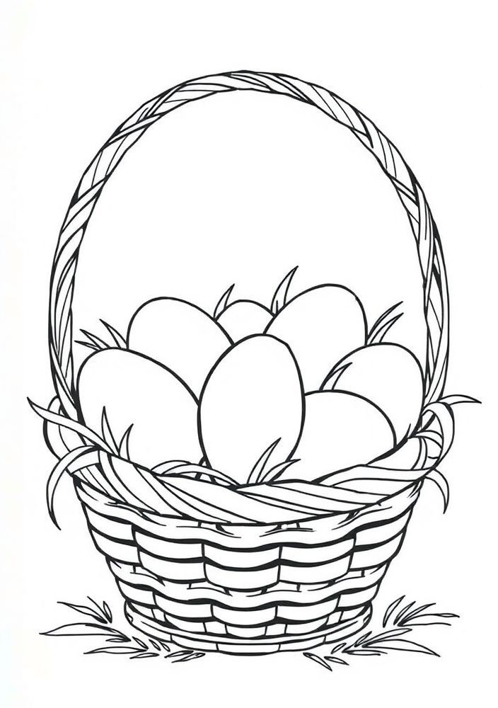 Desenho de Cesta de Ovos para colorir