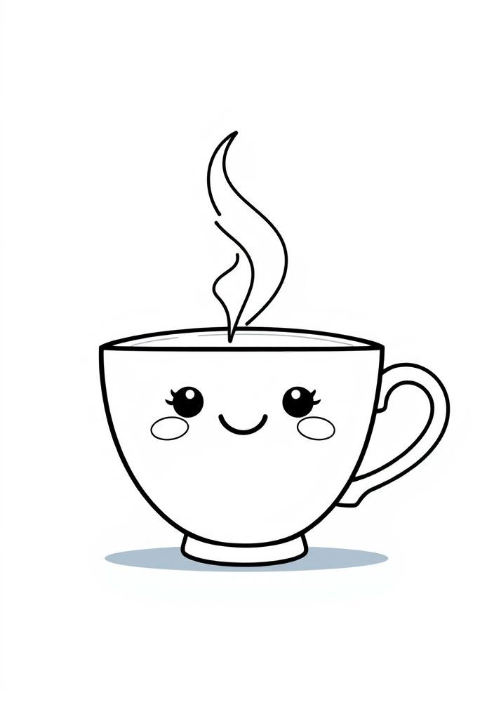 Desenho de Chá Kawaii para Colorir