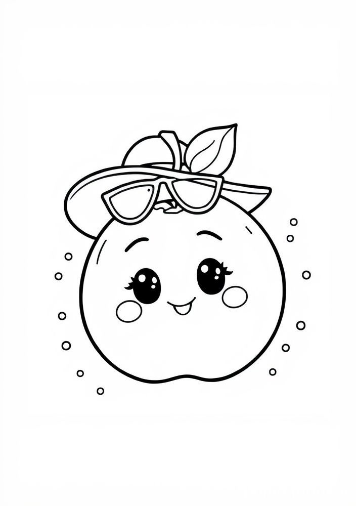 Desenho de Chapeuzinho de fruta para colorir