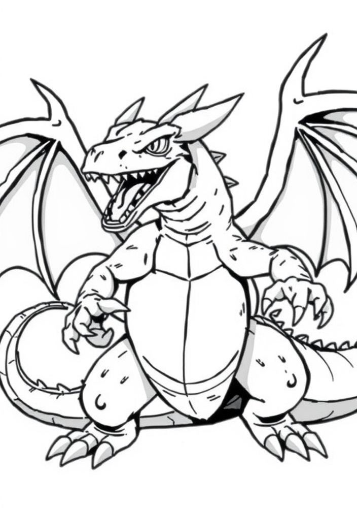Desenho de Charizard em combate para colorir