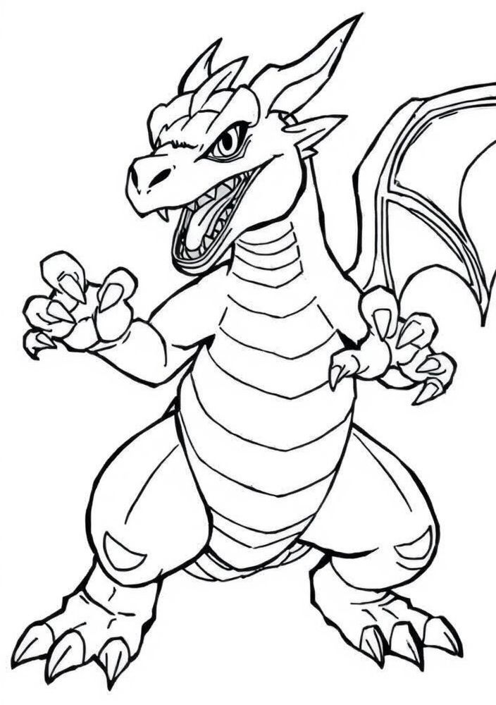 Desenho de Charizard em combate para colorir