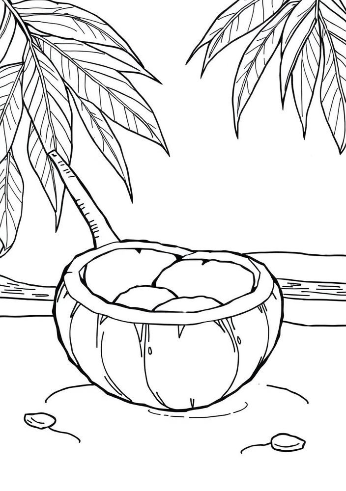 Desenho de Coco com Praia para colorir