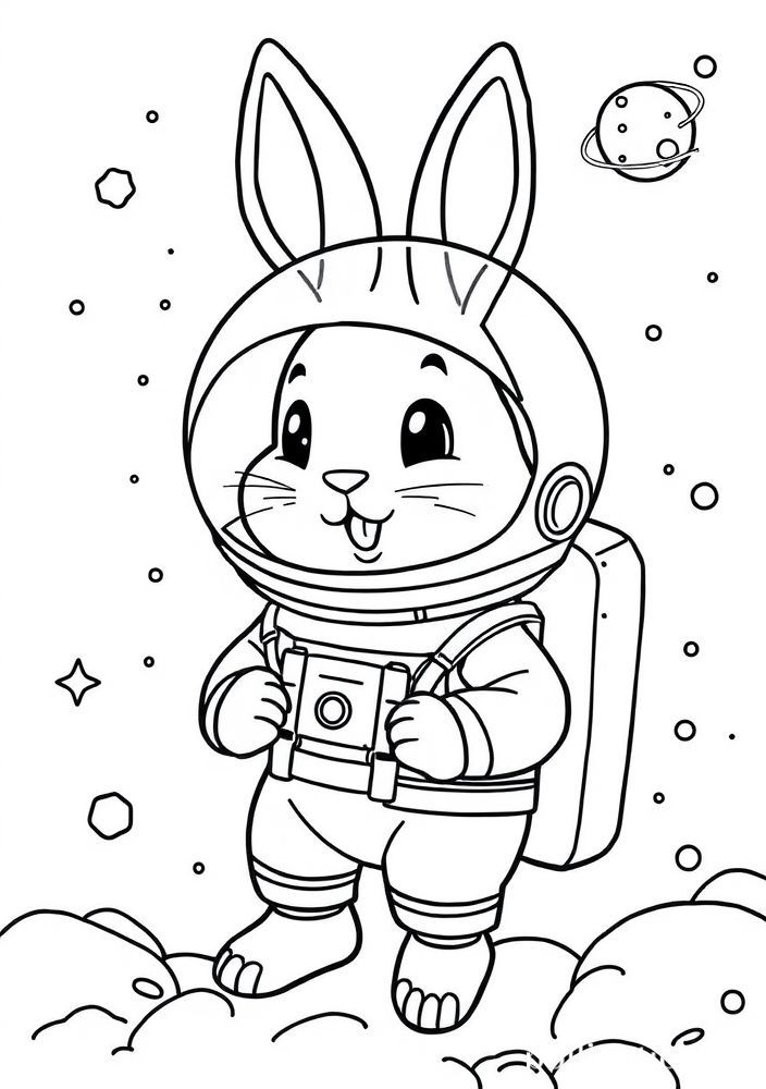 Desenho de Coelho Astronauta para Colorir