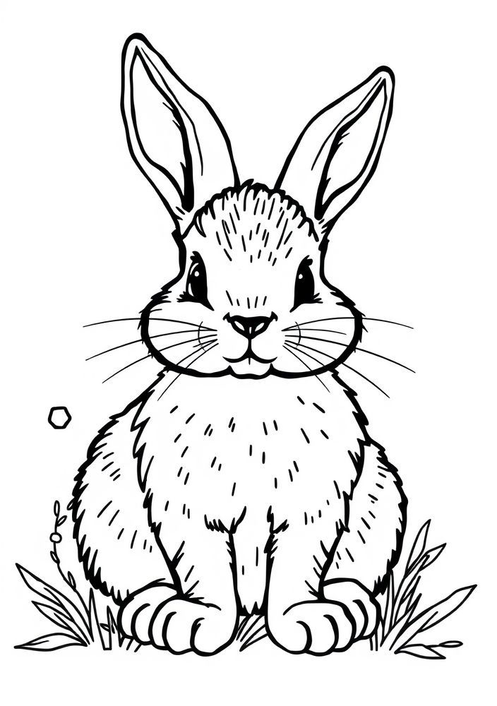 Desenho de Coelho Criando Arte para Colorir