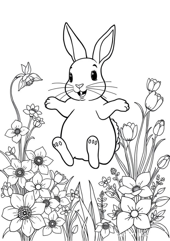 Desenho de Coelho Saltitante para Colorir