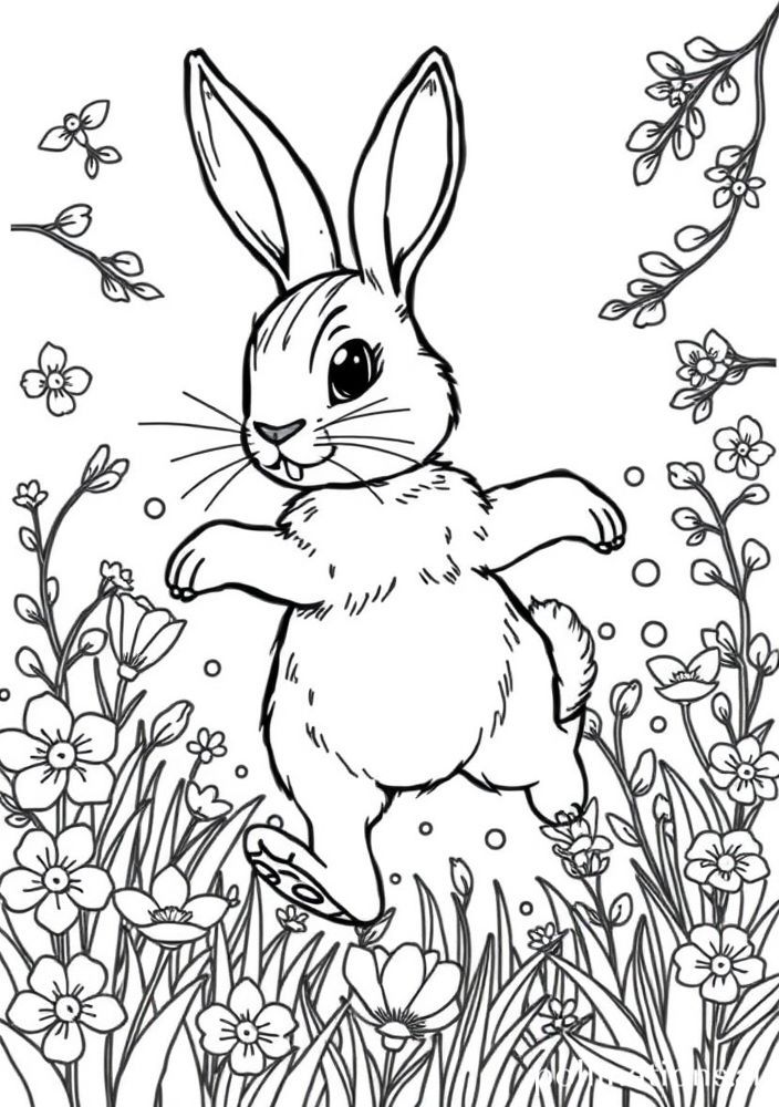 Desenho de Coelho Saltitante para colorir