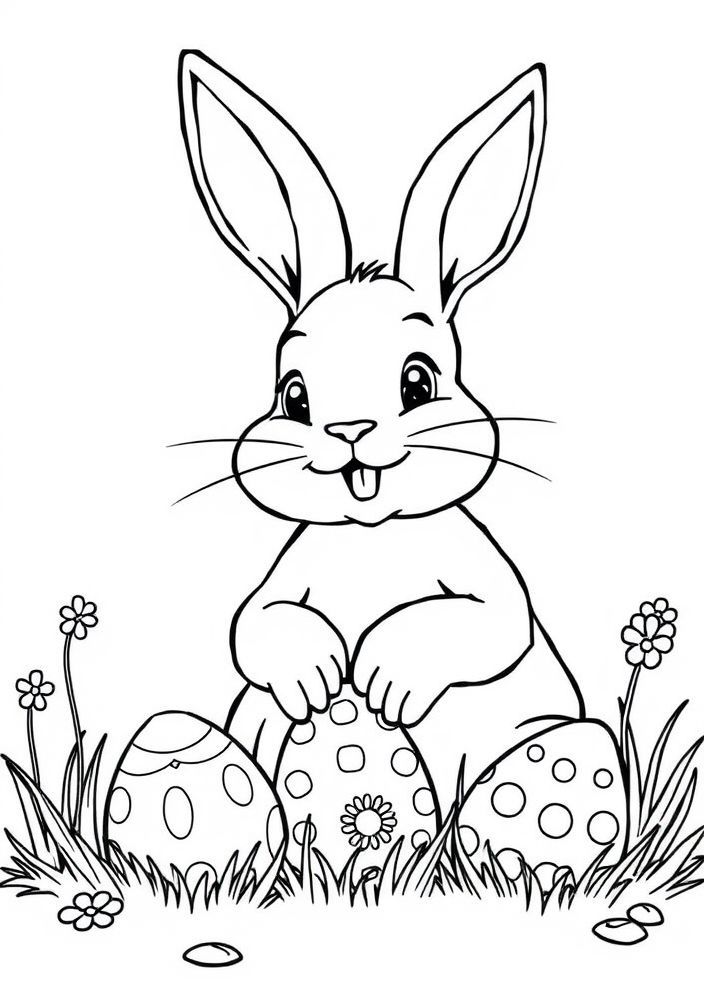 Desenho de Coelho e Páscoa para colorir