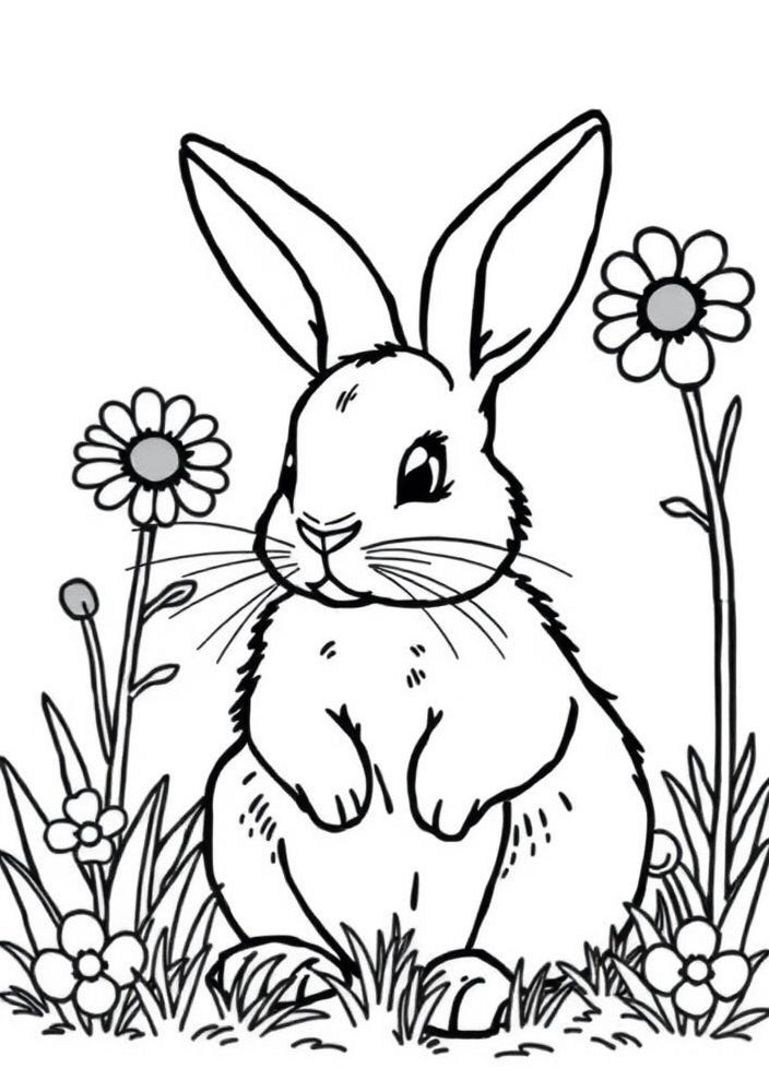 Desenho de Coelho na Horta para colorir