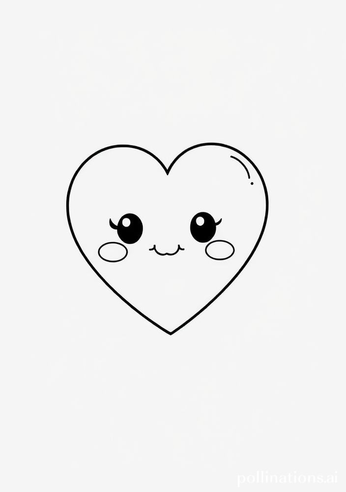Desenho de Coração Kawaii para colorir