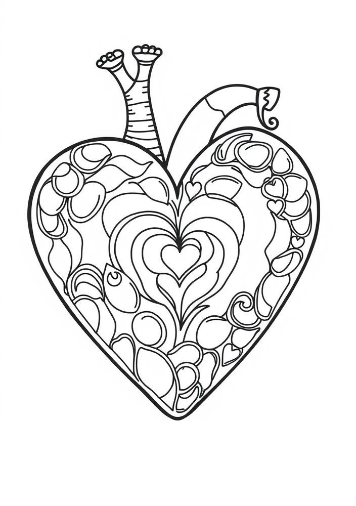 Desenho de Coração com Arco-Íris para colorir