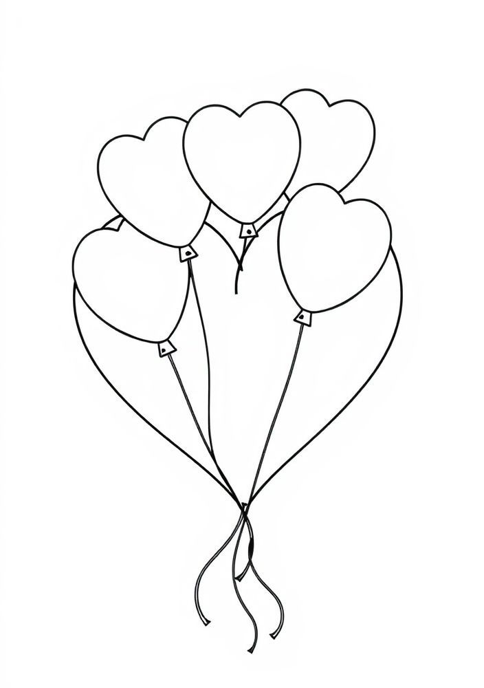 Desenho de Coração com Balões para colorir