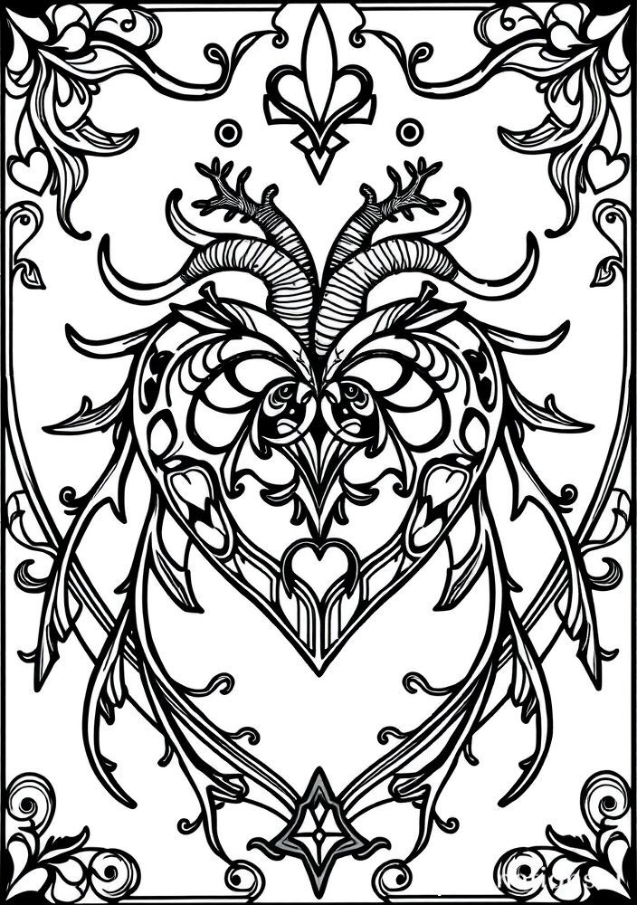 Desenho de Coração com Gótico para colorir
