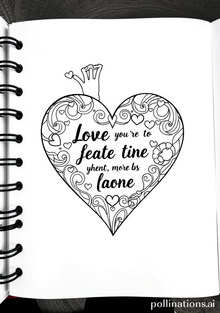 Desenho de Coração com Texto Inspirador para colorir