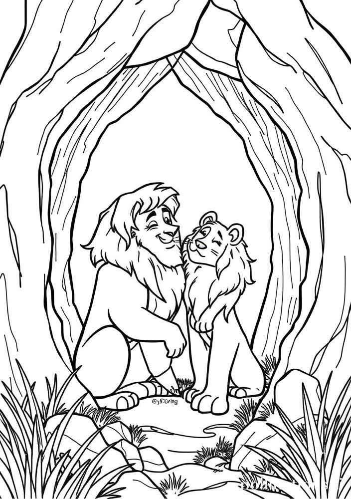 Desenho de Daniel na cova dos leões para colorir