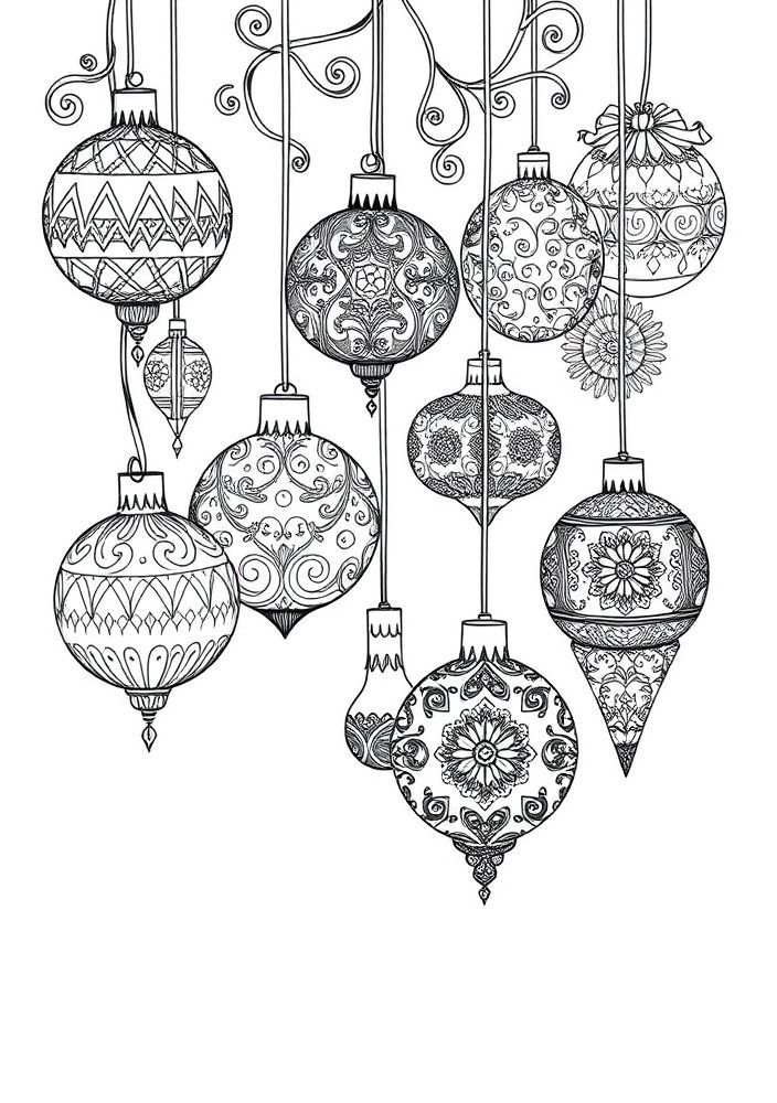 Desenho de Decorações de Natal para Colorir