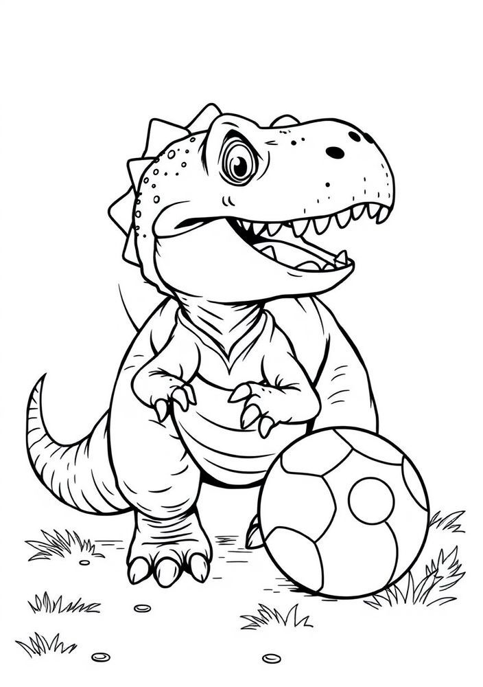 Desenho de Dinossauro e Bola