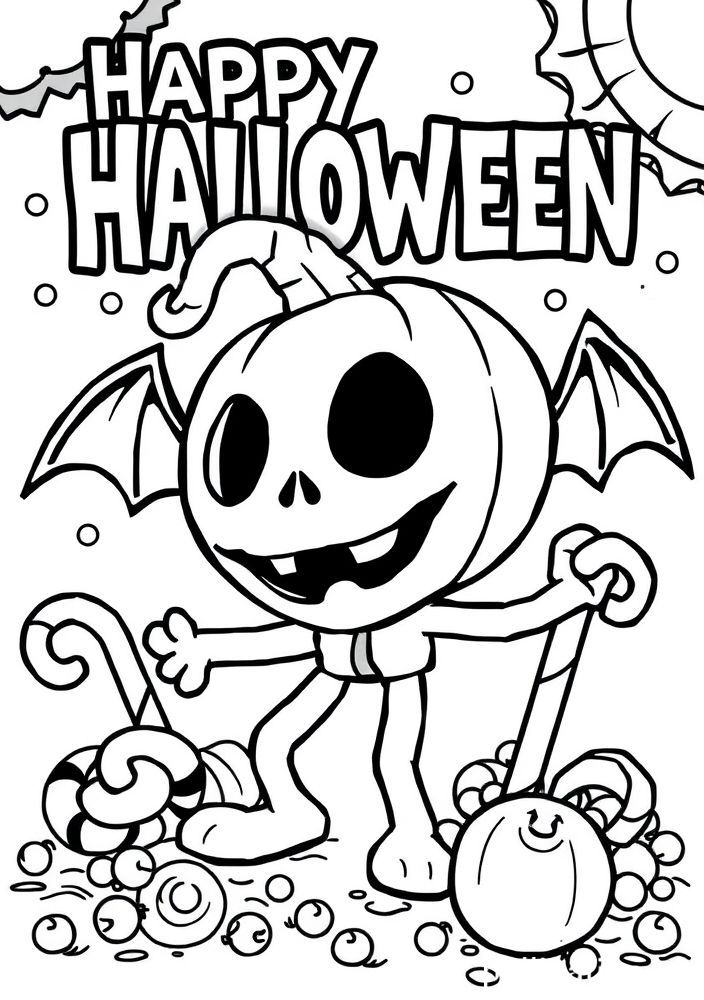 Desenho de Doces de Halloween para Colorir