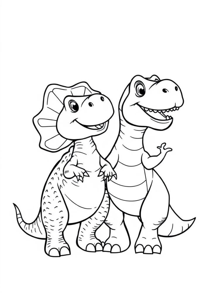 Desenho de Dois Dinossauros Amigos
