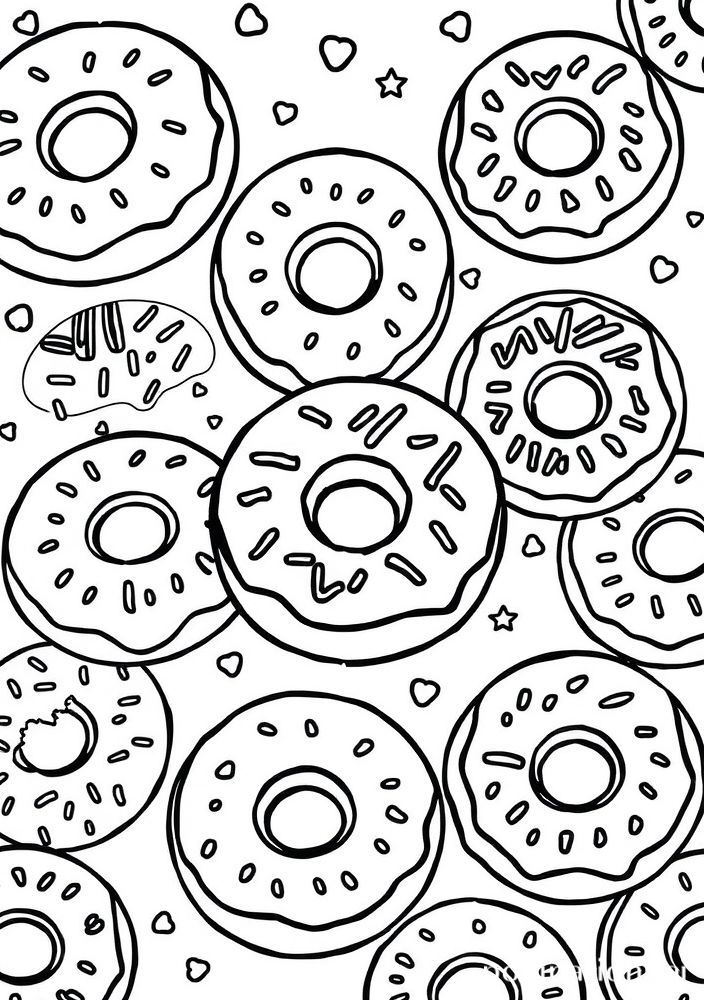 Desenho de Donuts Coloridos para Colorir