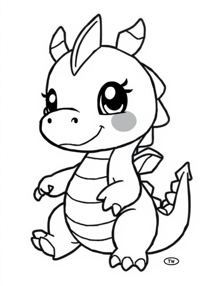 Desenho de Dragão Kawaii para colorir