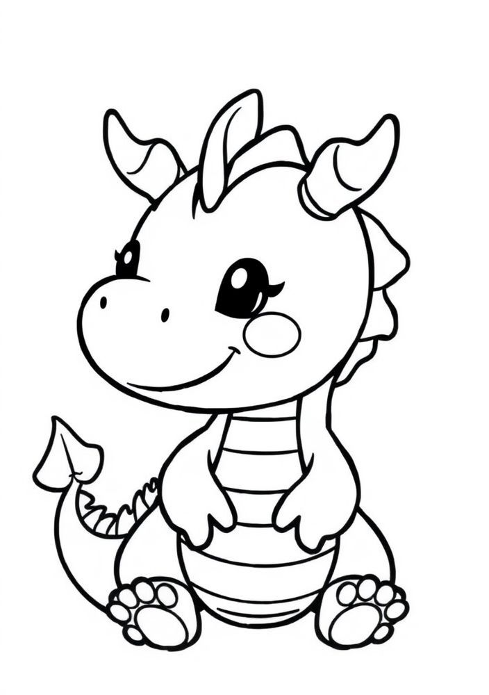 Desenho de Dragão Kawaii para colorir