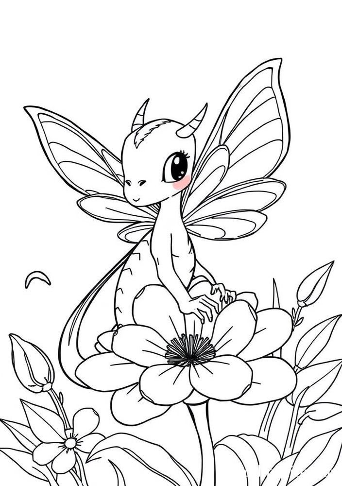 Desenho de Dragão Libélula para colorir