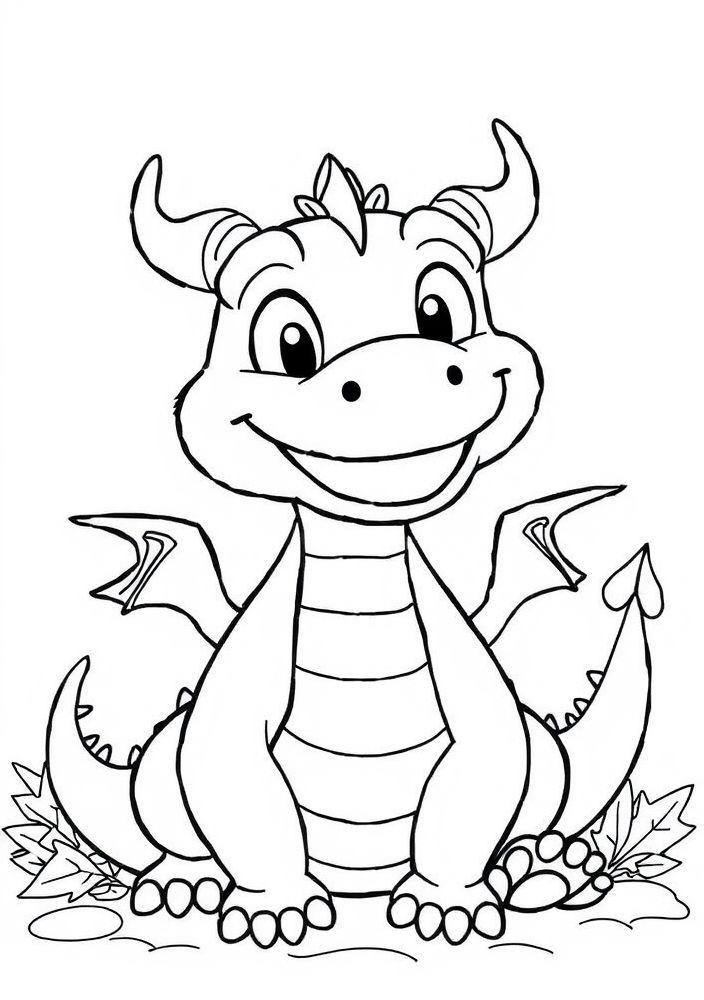 Desenho de Dragão Sorridente para Colorir